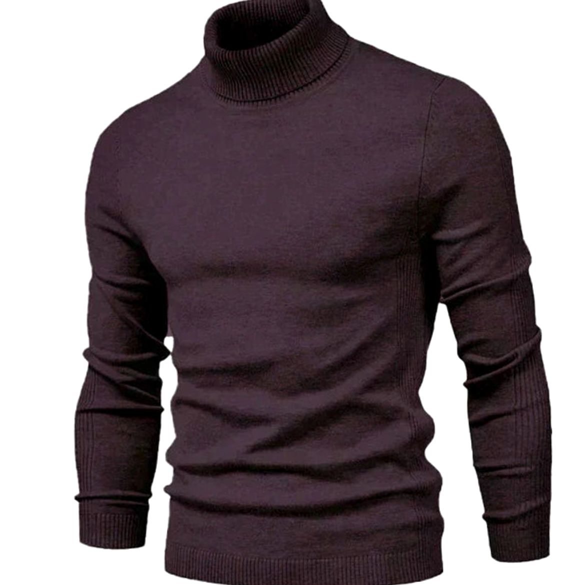 Men's Slim Fit Ribbed Turtleneck Knit Sweater - Image 4