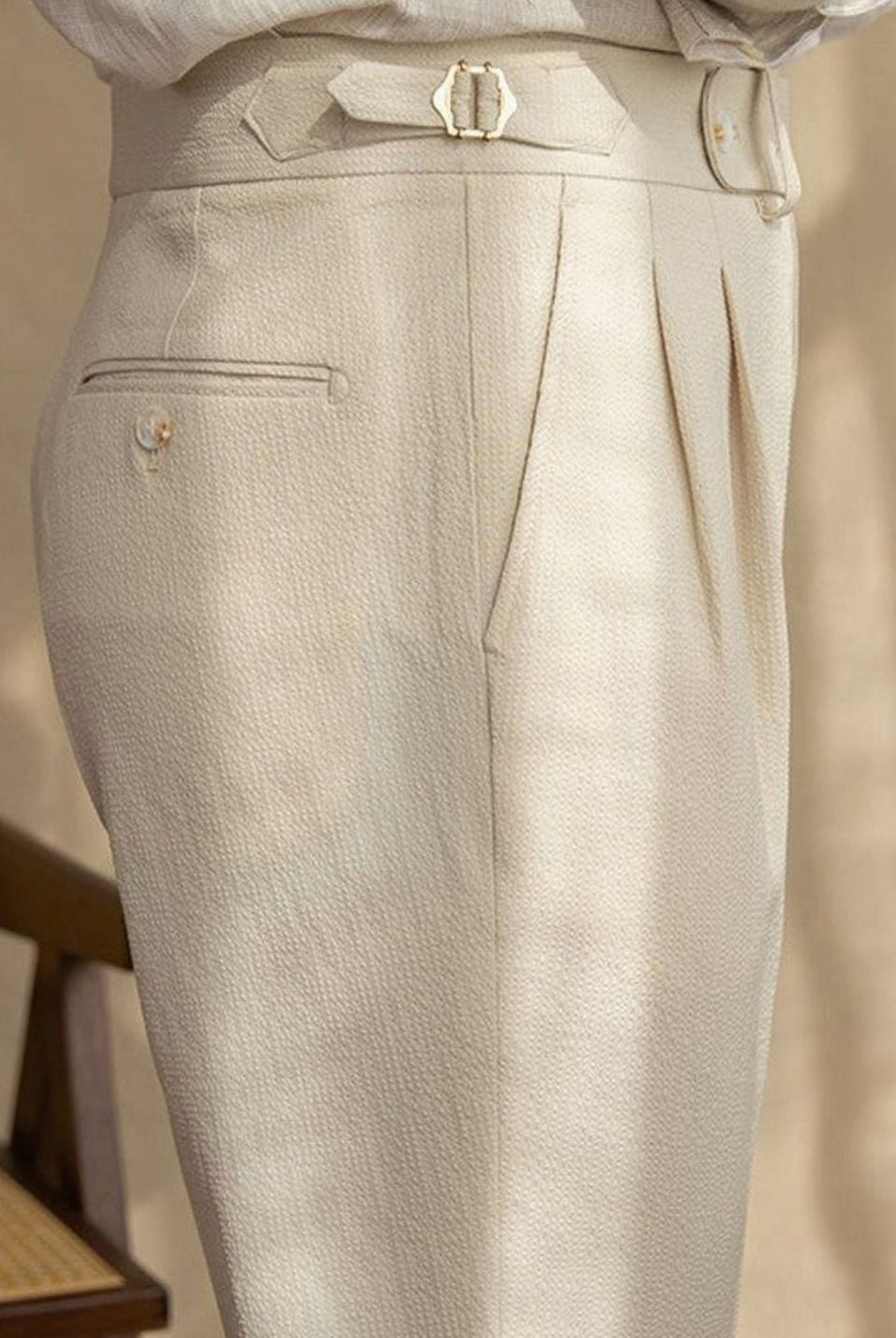 Men's High-Rise Pleated Trousers Cuffed Hem - Image 9