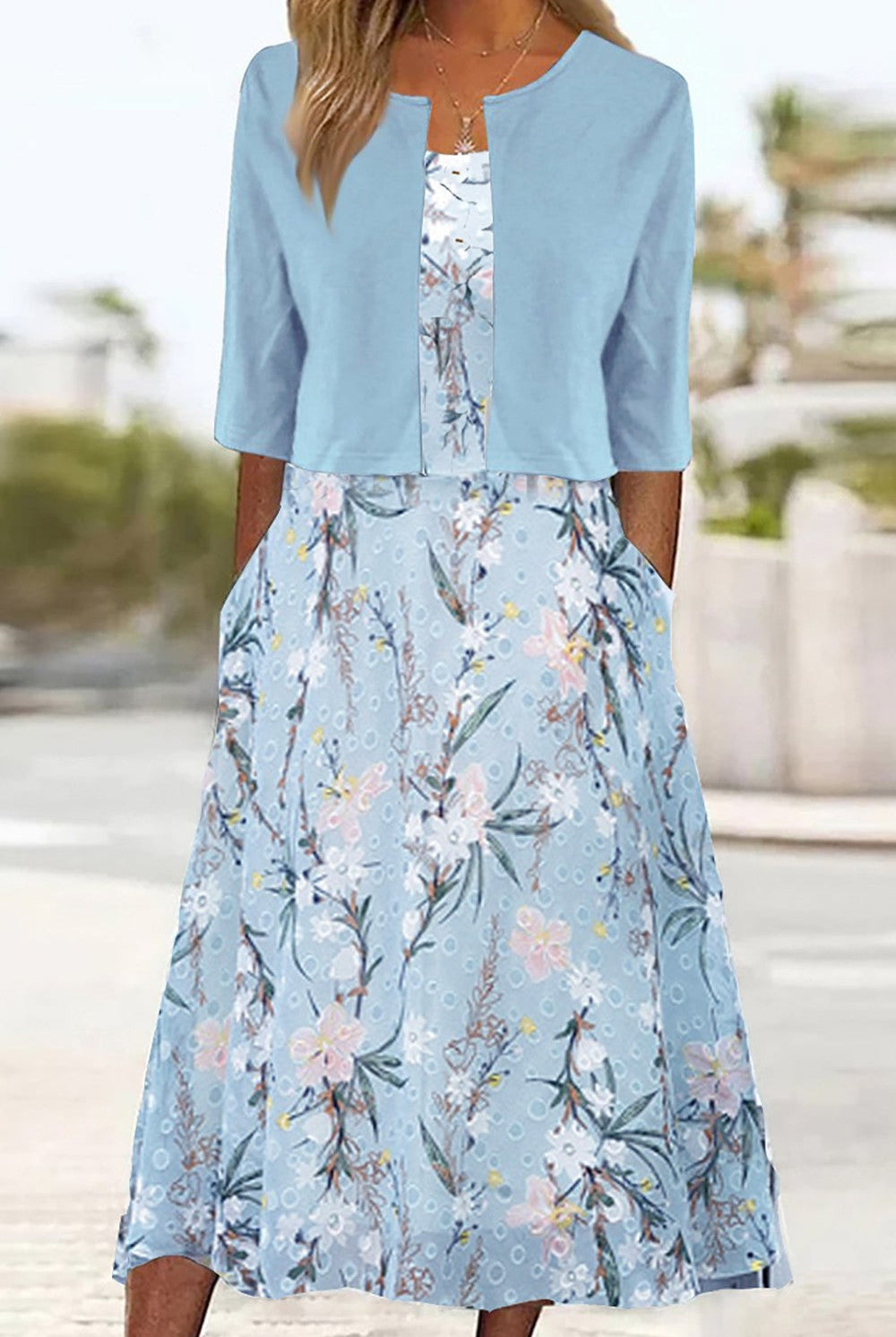 Elise™ - Blumen Zweiteiliges Midi-Kleid - Image 5