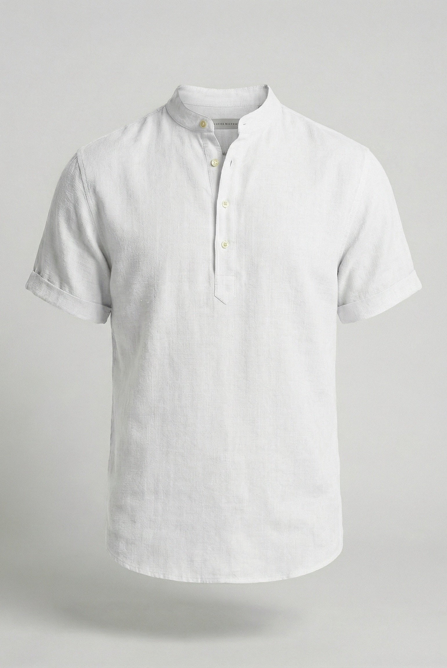 Men's Linen Mandarin Collar Short Sleeve Shirt - Image 8