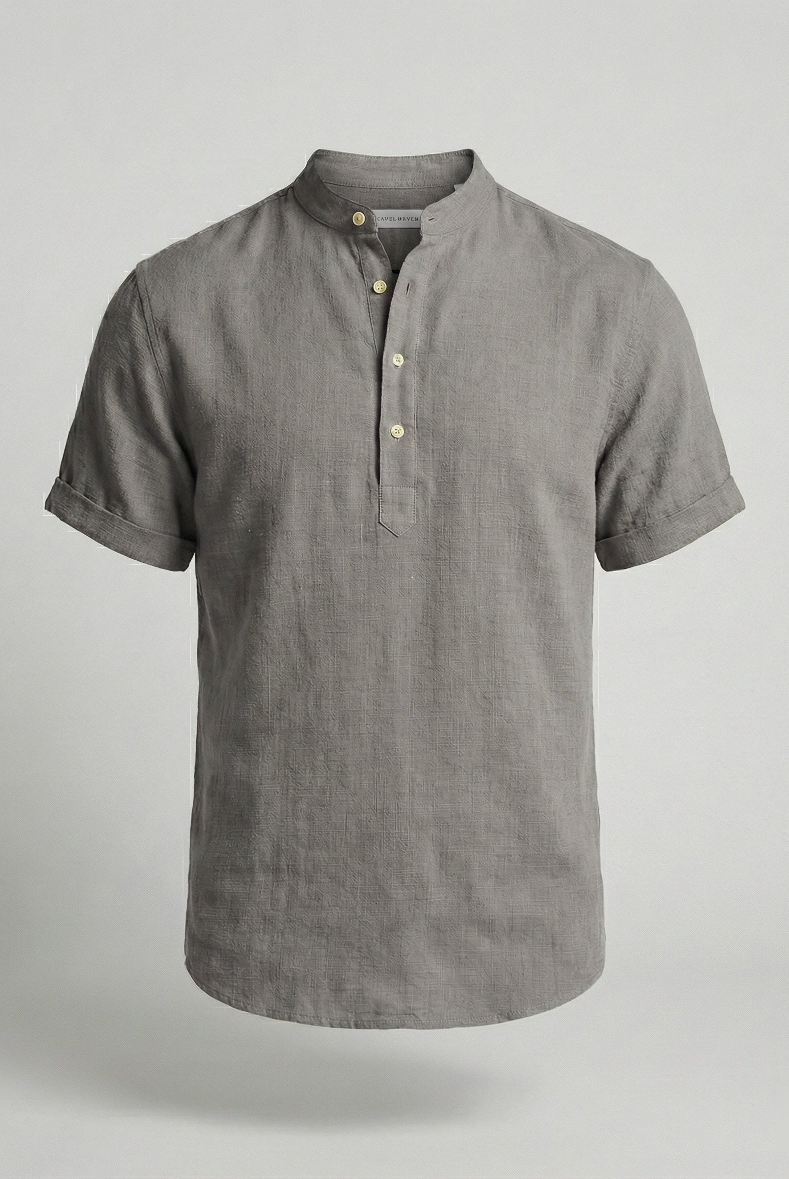 Men's Linen Mandarin Collar Short Sleeve Shirt - Image 12