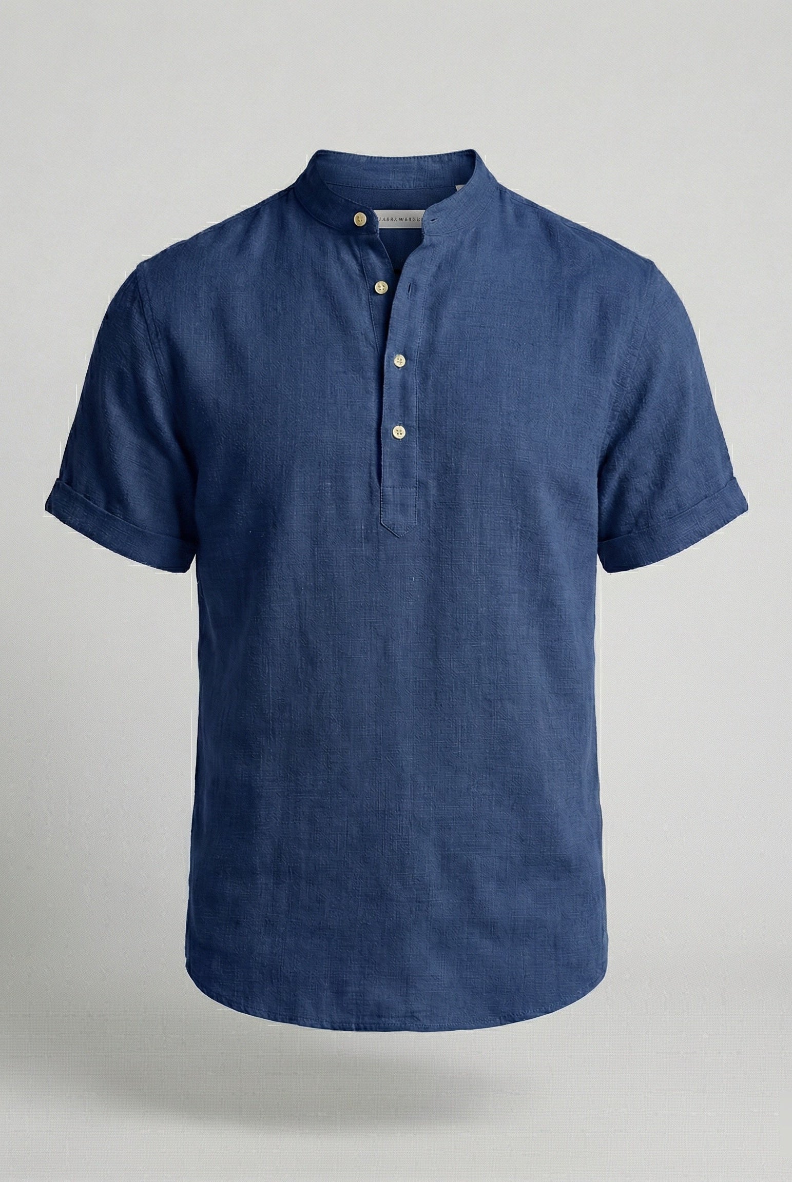 Men's Linen Mandarin Collar Short Sleeve Shirt - Image 10