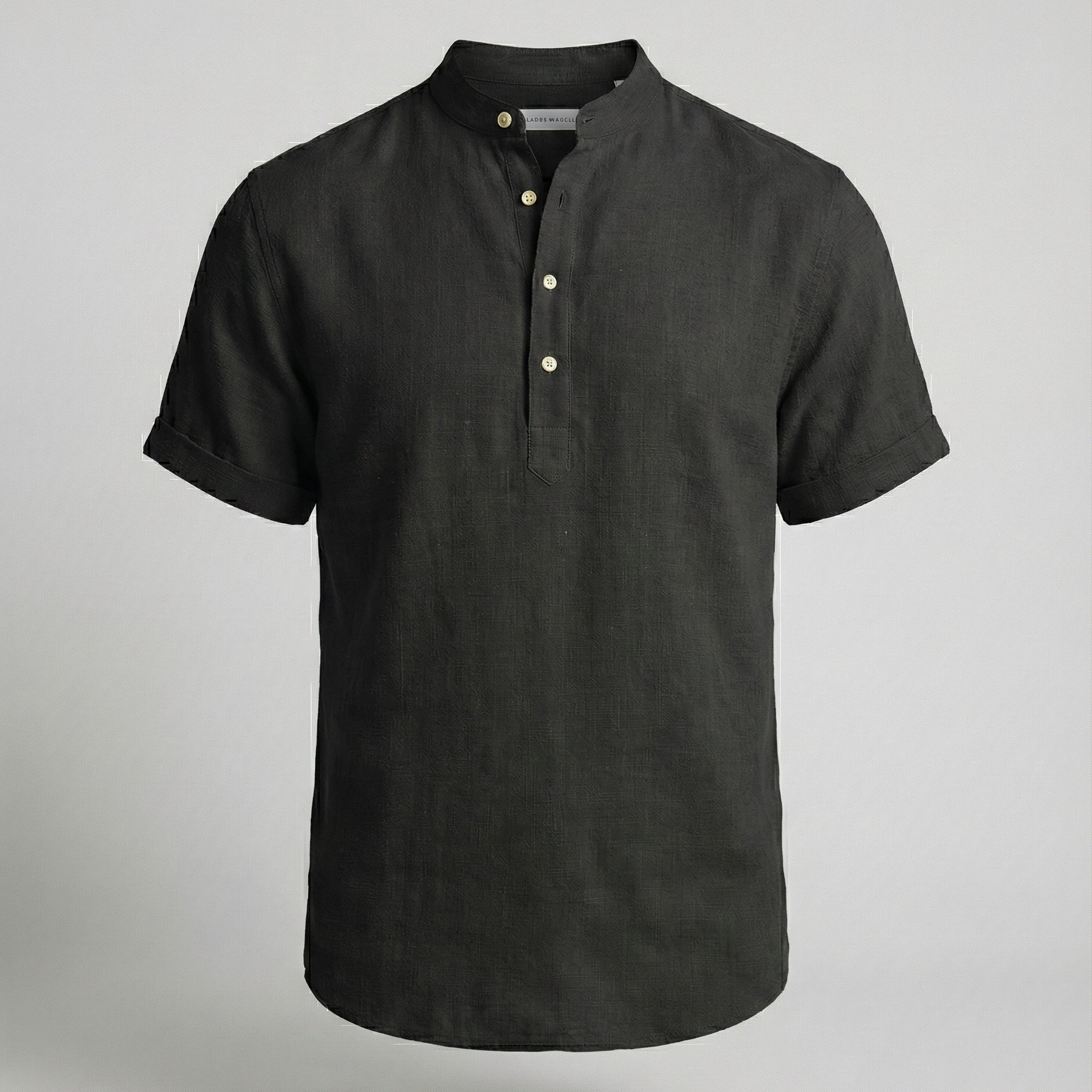 Men's Linen Mandarin Collar Short Sleeve Shirt - Image 9