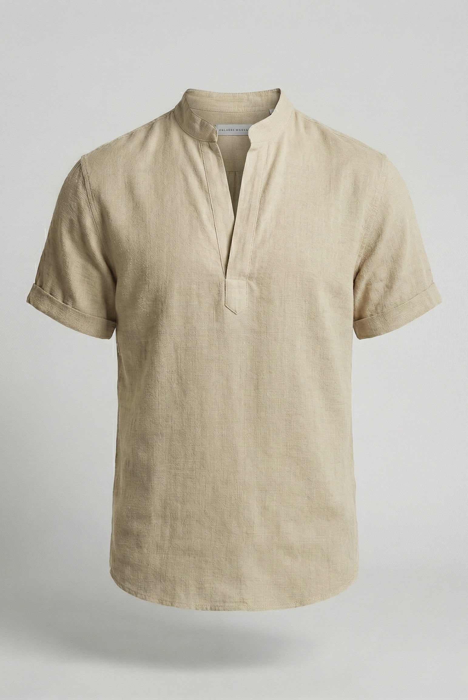 Men's Linen Mandarin Collar Short Sleeve Shirt - Image 11
