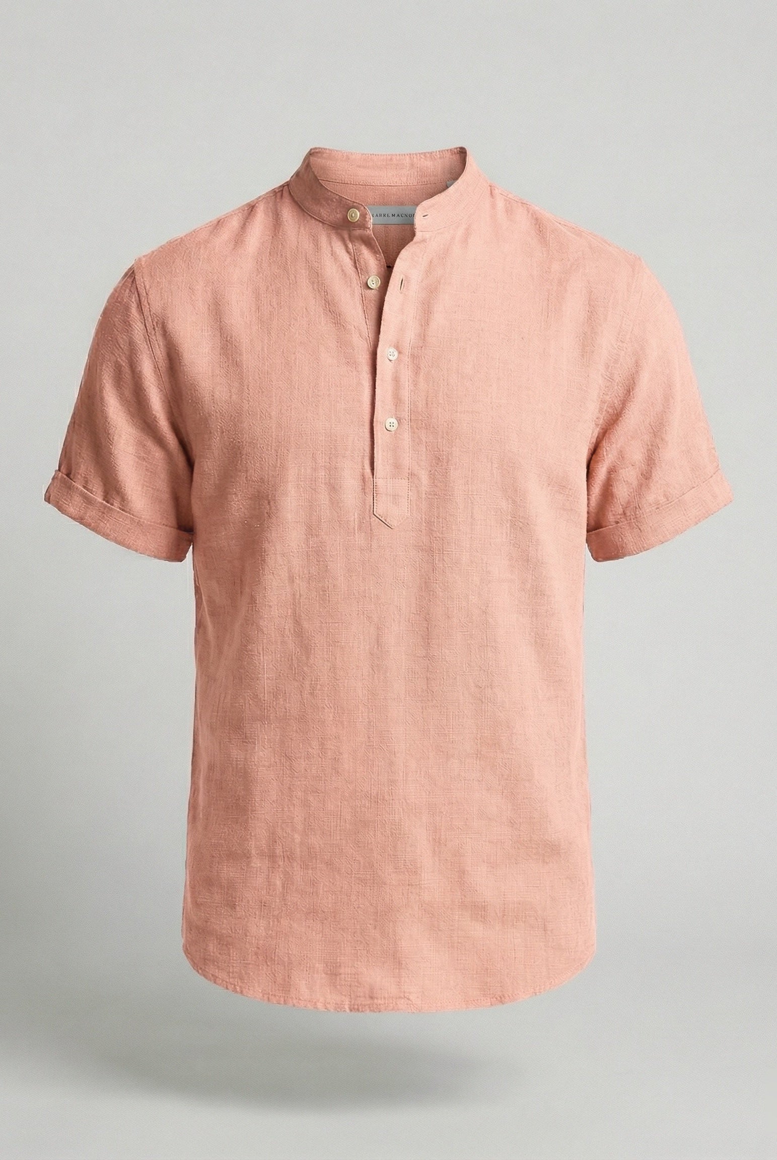 Men's Linen Mandarin Collar Short Sleeve Shirt - Image 6
