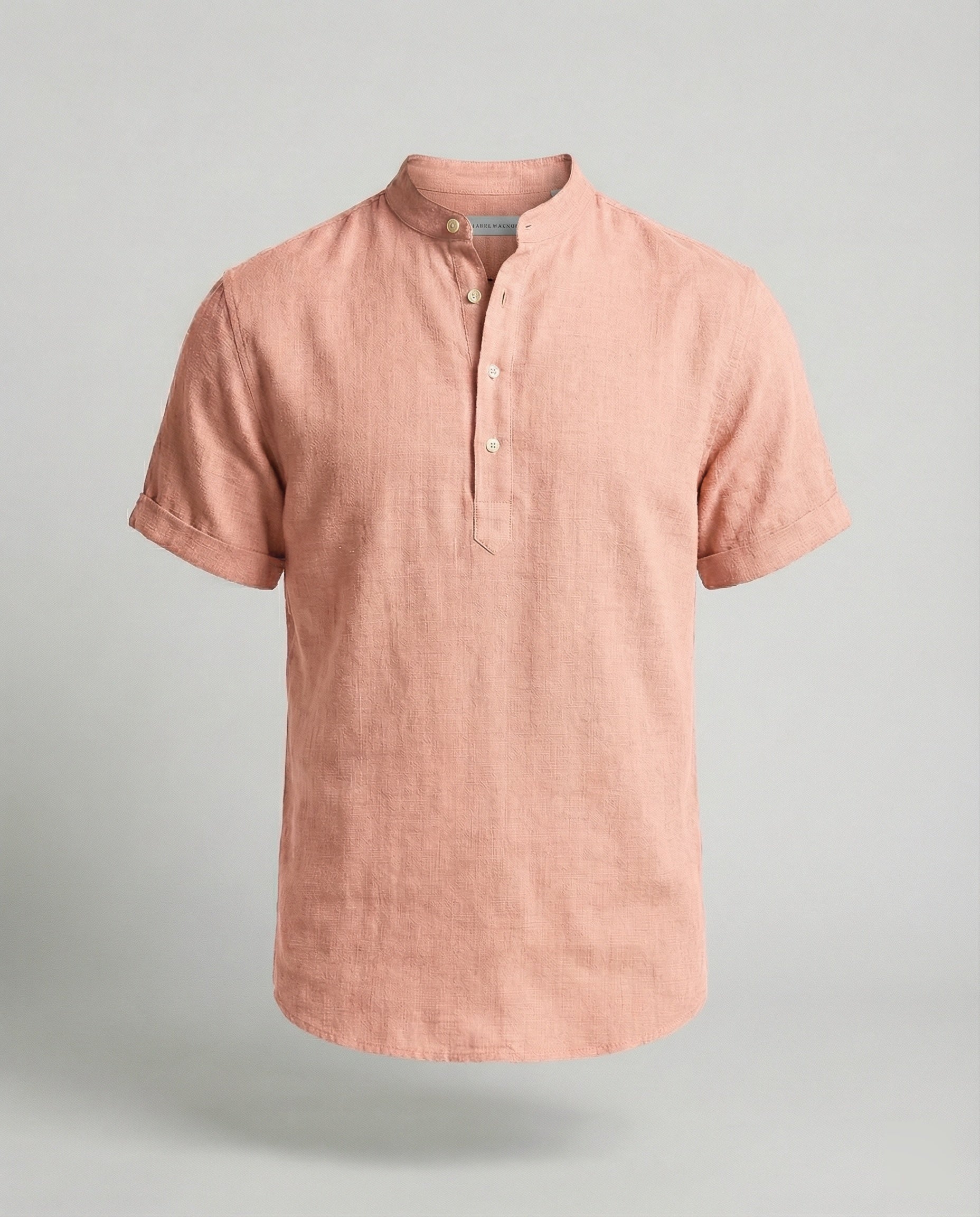 Men's Linen Mandarin Collar Short Sleeve Shirt - Image 6