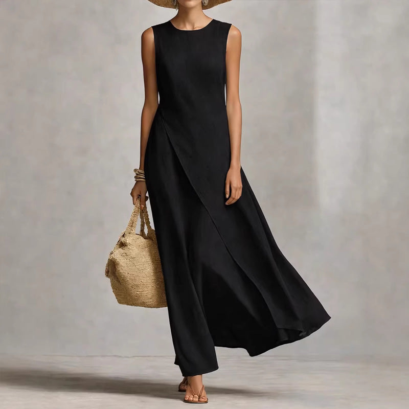 Acelina | Elegantes asymmetrisches Maxikleid in ärmelloser Form