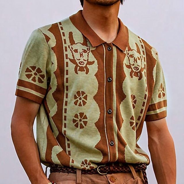 Men's Striped Polo Shirt Lightweight Summer Casual