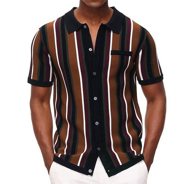 Men's Striped Polo Shirt Lightweight Summer Casual - Image 5