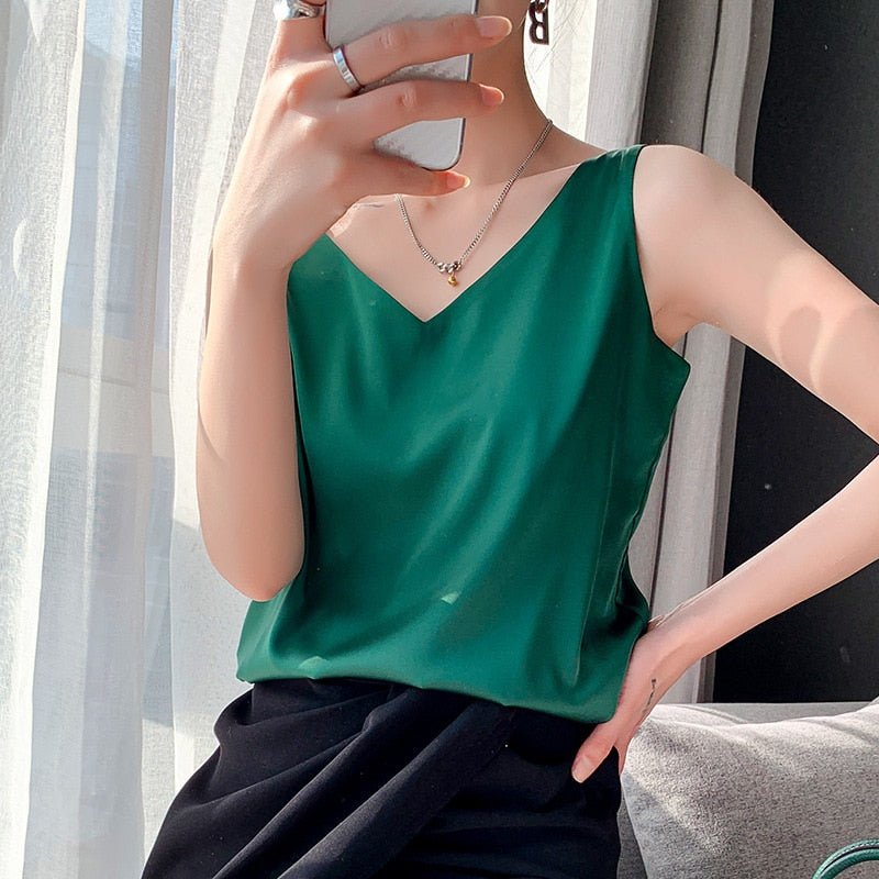 Women Silky Tank Top Sleeveless Camisole - Image 4