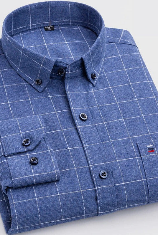Men's Plaid 100% Cotton Button-Down Shirt - Image 8