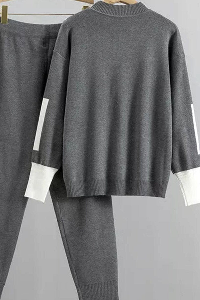 Women 2 Piece Knit Sweater Jogger Set - Image 2