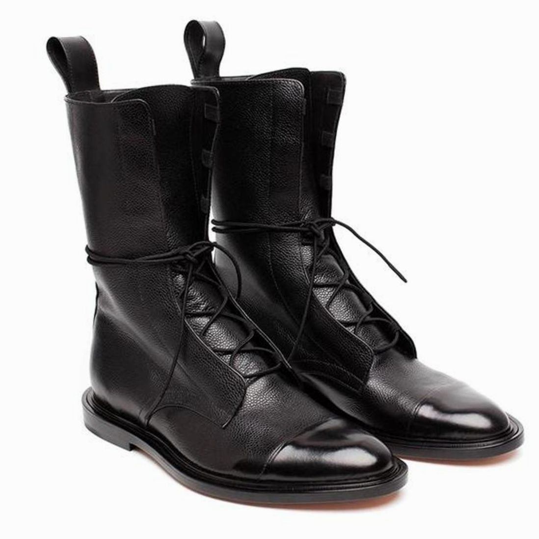 Women Genuine Leather Lace-Up Cap Toe Ankle Boots - Image 3