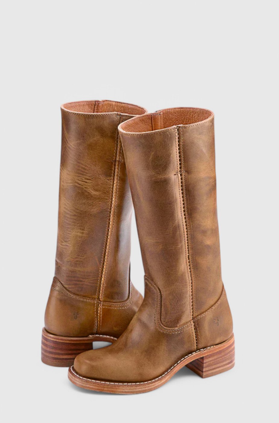 Women Genuine Leather Stacked Heel Knee High Boots - Image 7