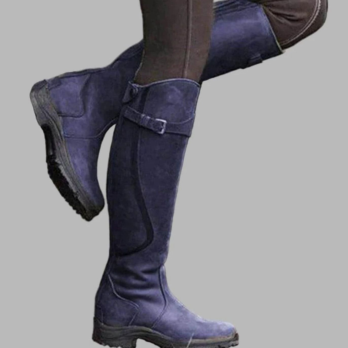 Women Leather Orthopedic Knee High Boots Buckle Wide Calf - Image 3