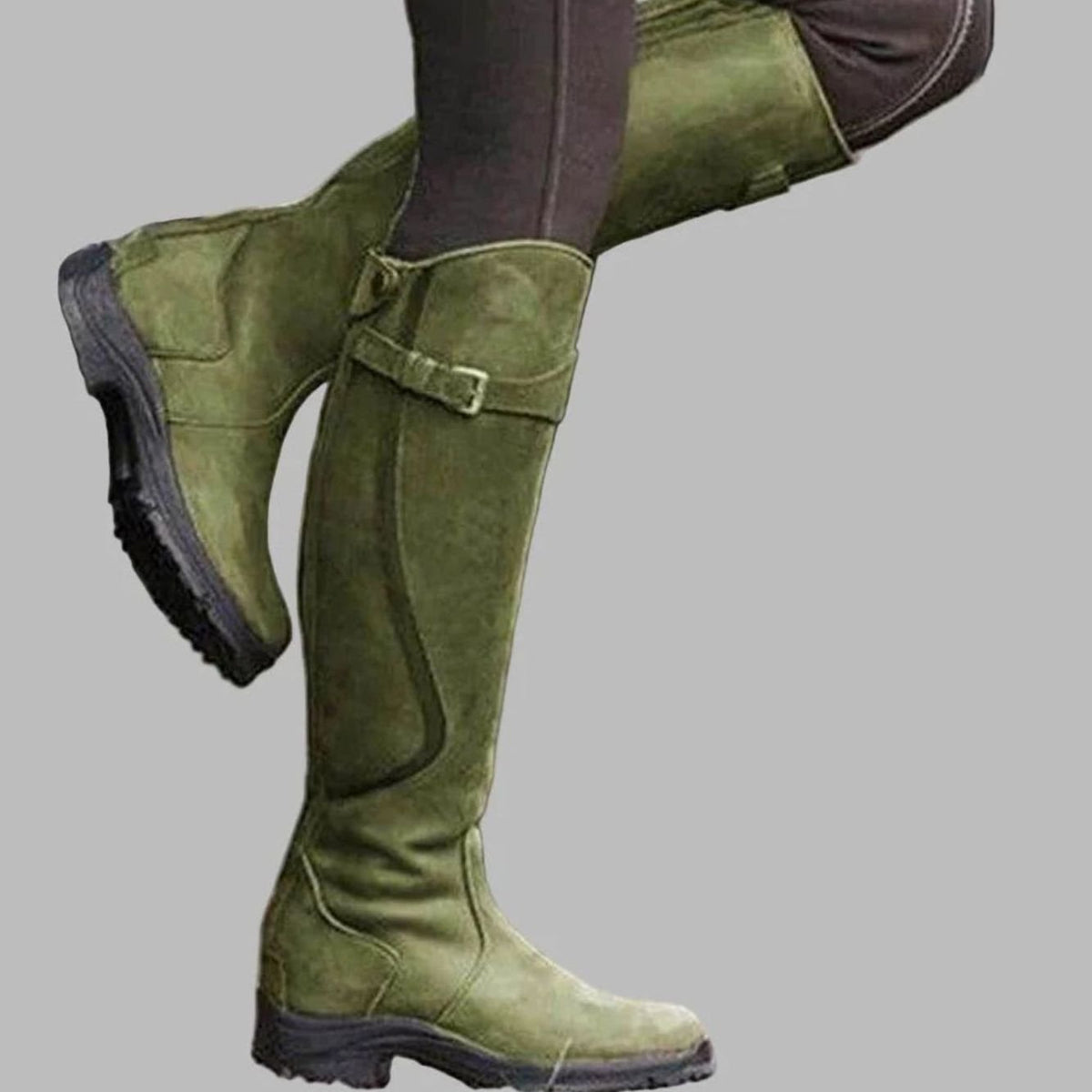 Women Leather Orthopedic Knee High Boots Buckle Wide Calf - Image 4
