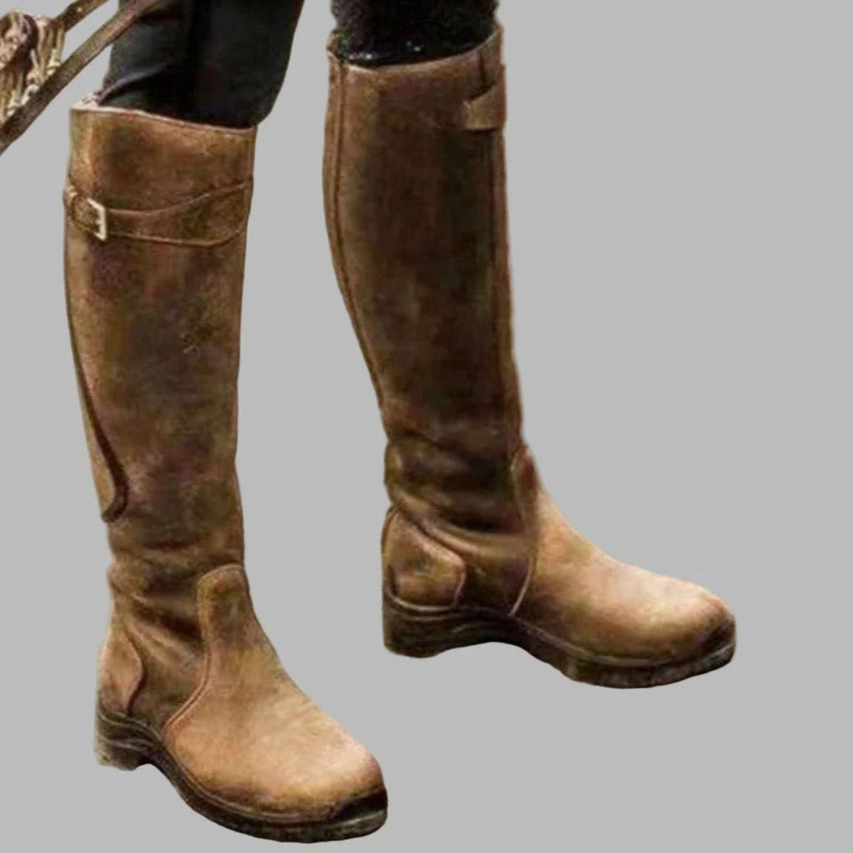 Women Leather Orthopedic Knee High Boots Buckle Wide Calf - Image 5