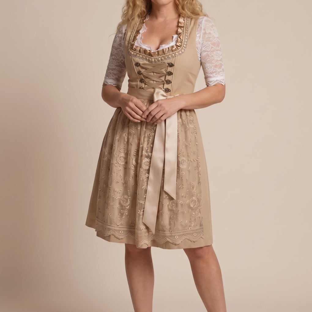 Women's Traditional Lace-Up Corset Knee-Length Dirndl