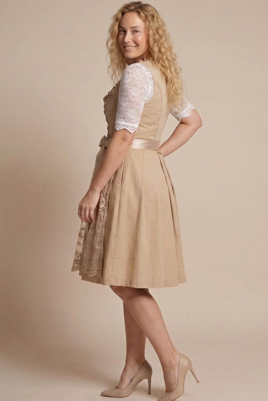 Women's Traditional Lace-Up Corset Knee-Length Dirndl - Image 2