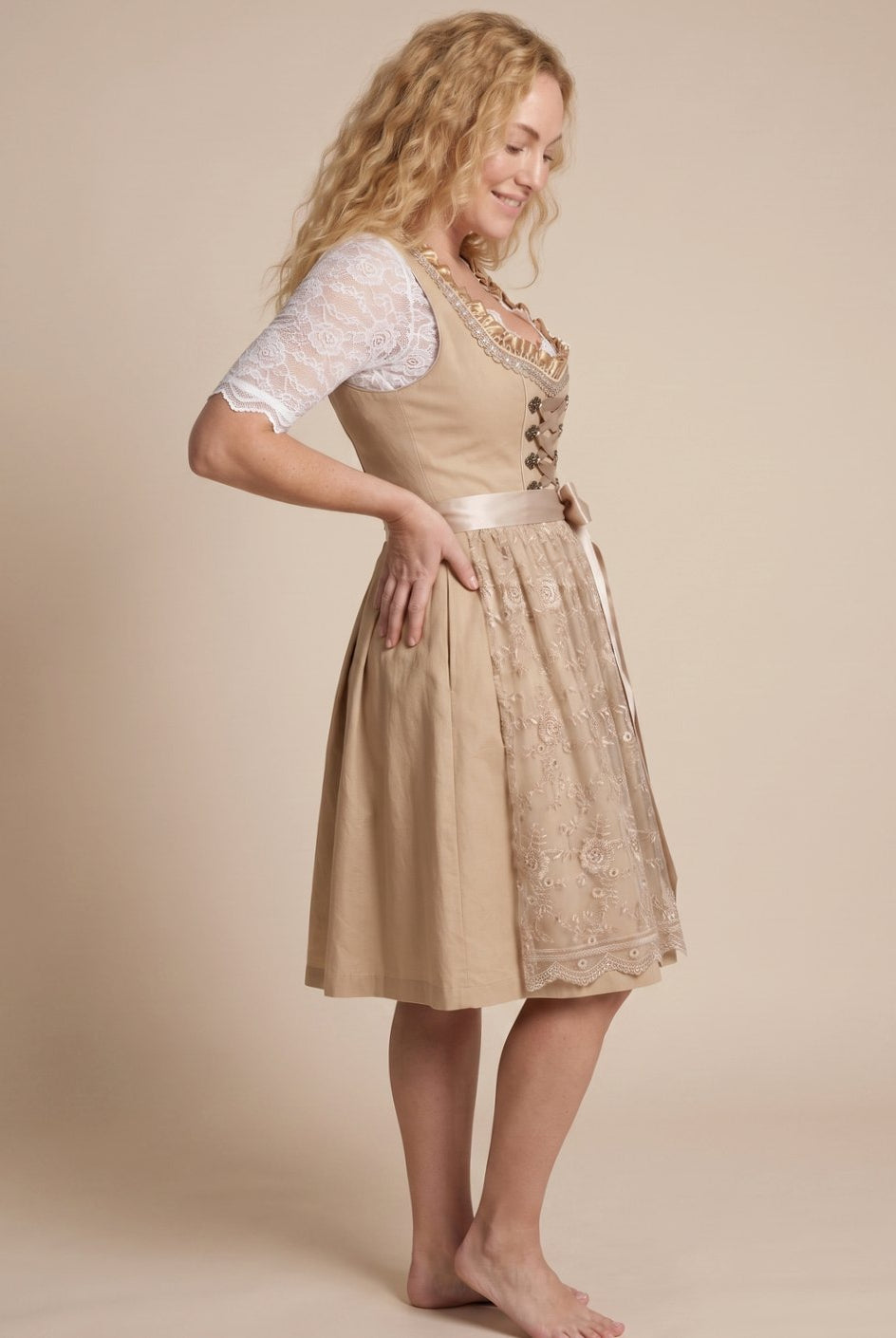 Women's Traditional Lace-Up Corset Knee-Length Dirndl - Image 3
