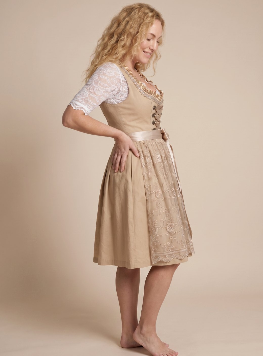 Women's Traditional Lace-Up Corset Knee-Length Dirndl - Image 3
