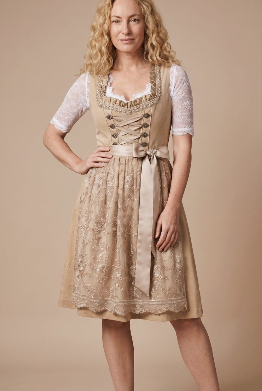 Women's Traditional Lace-Up Corset Knee-Length Dirndl - Image 4