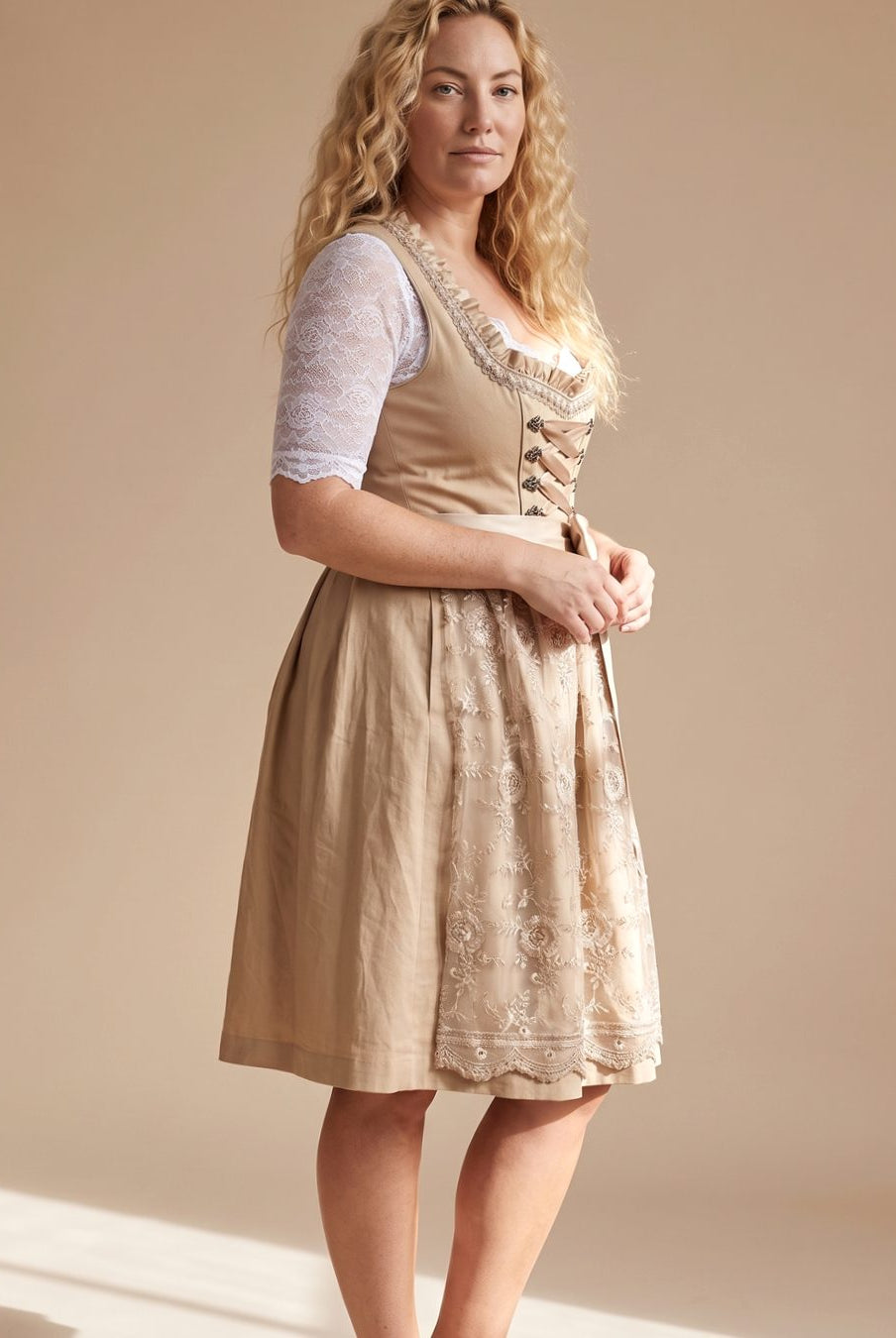 Women's Traditional Lace-Up Corset Knee-Length Dirndl - Image 5