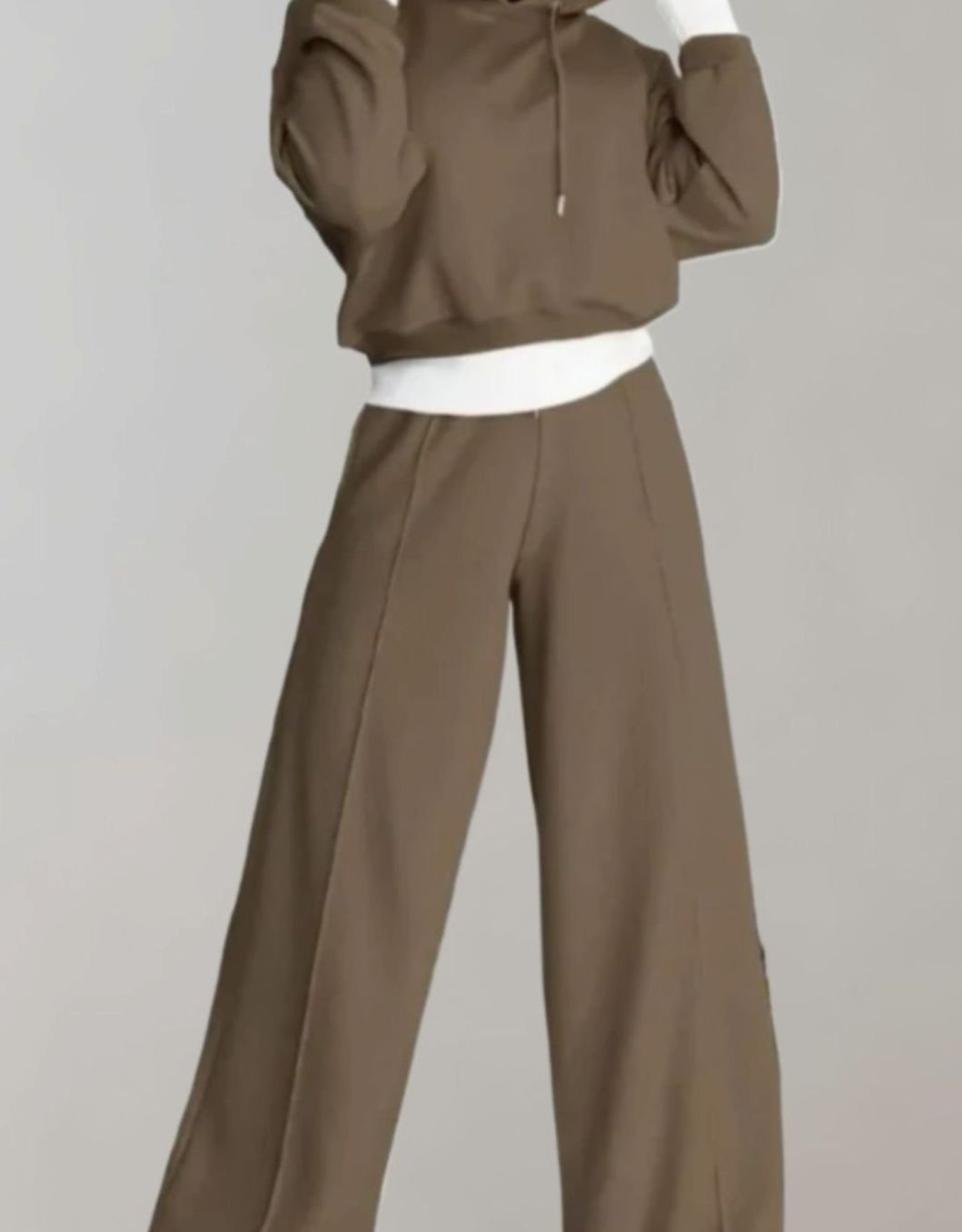 Women 2 Piece Cropped Hoodie Wide-Leg Tracksuit Set - Image 5