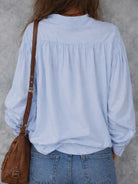 Women Cotton Long Sleeve Ruffle Cuff Blouse - Image 4