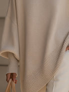 Women Wool Blend Oversized Drop Shoulder Pullover Sweater - Image 3