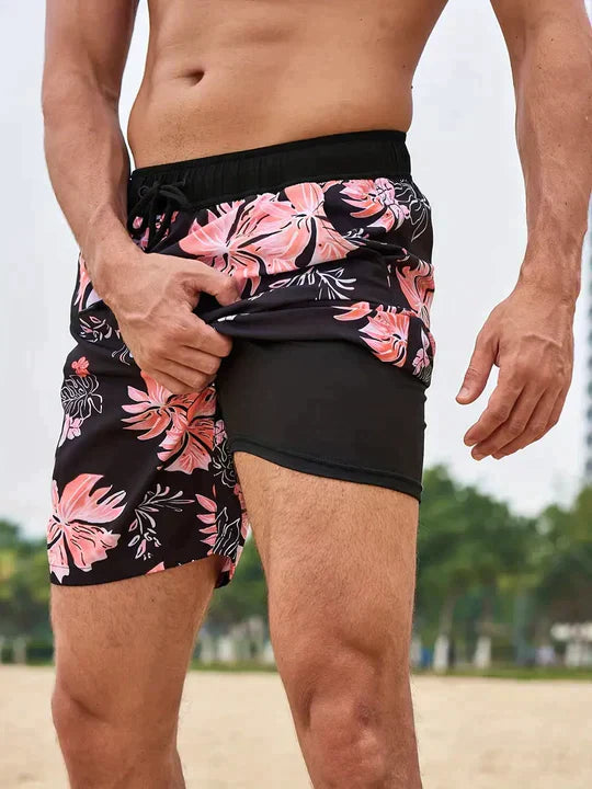 Men's Slim Fit Patterned Swim Shorts Liner - Image 5