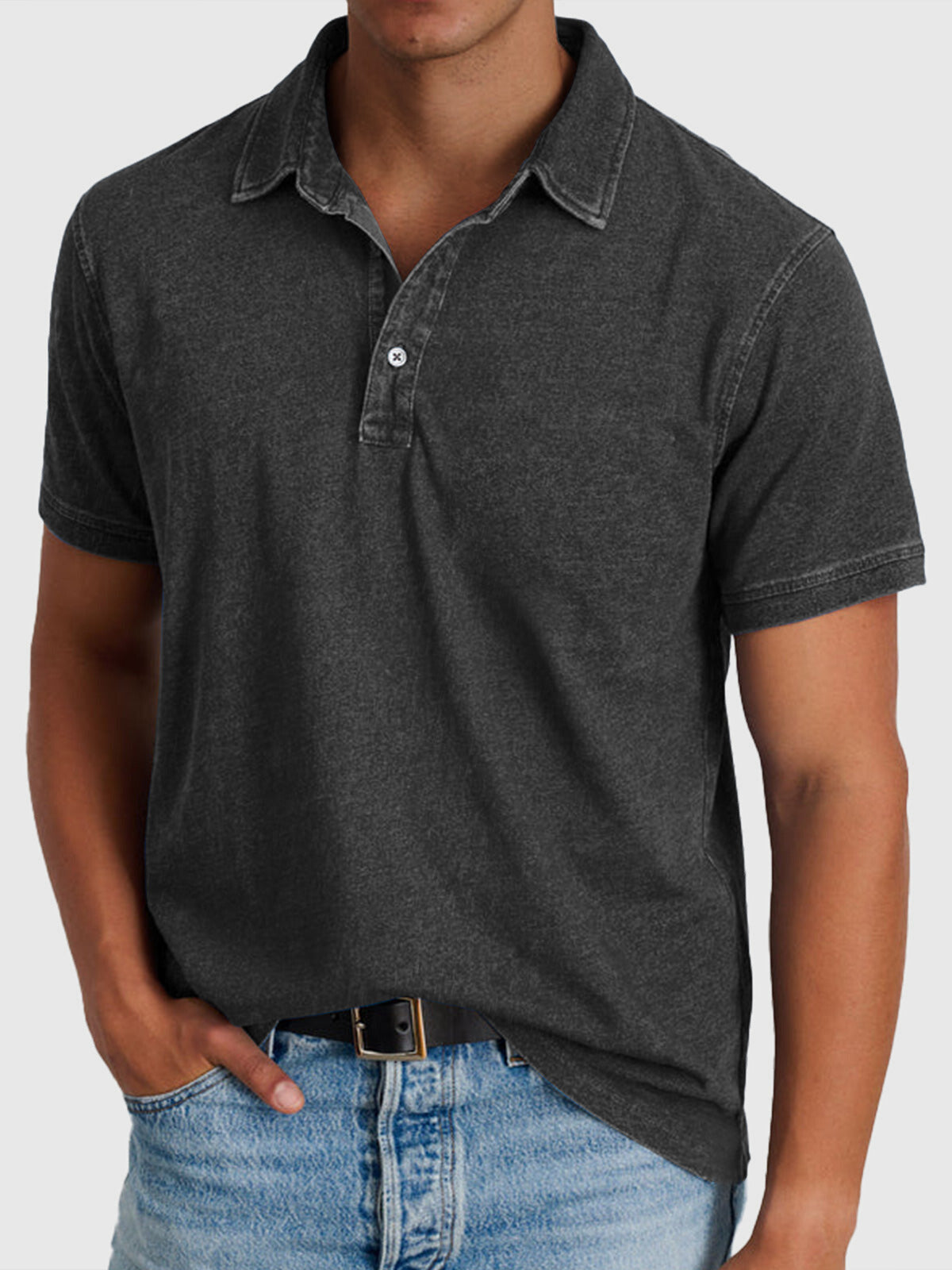 Martin | Men’s Cotton-Denim Short Sleeve Polo - Image 5