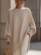 Women Wool Blend Oversized Drop Shoulder Pullover Sweater