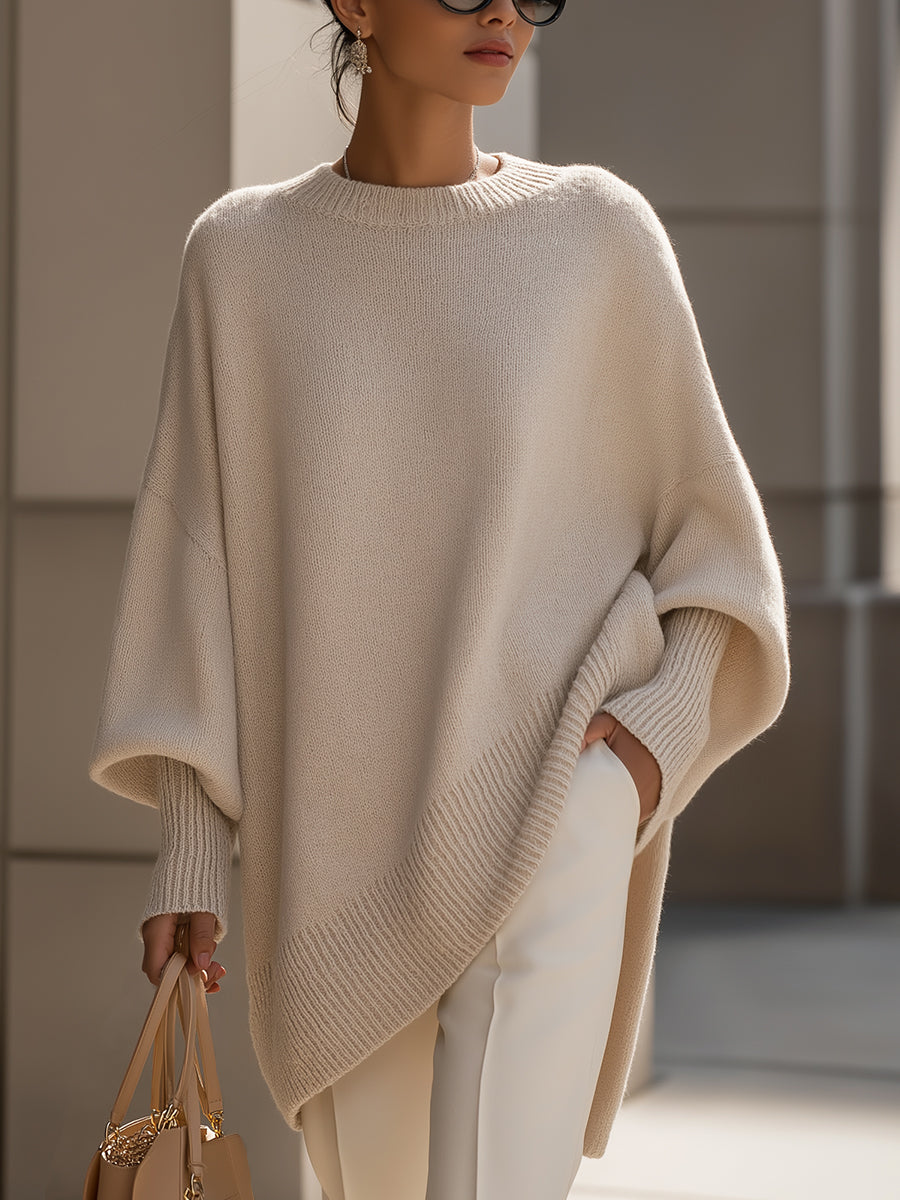 Women Wool Blend Oversized Drop Shoulder Pullover Sweater