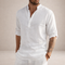 Men's Long Sleeve Regular Fit Stand Collar Breathable Linen Shirt