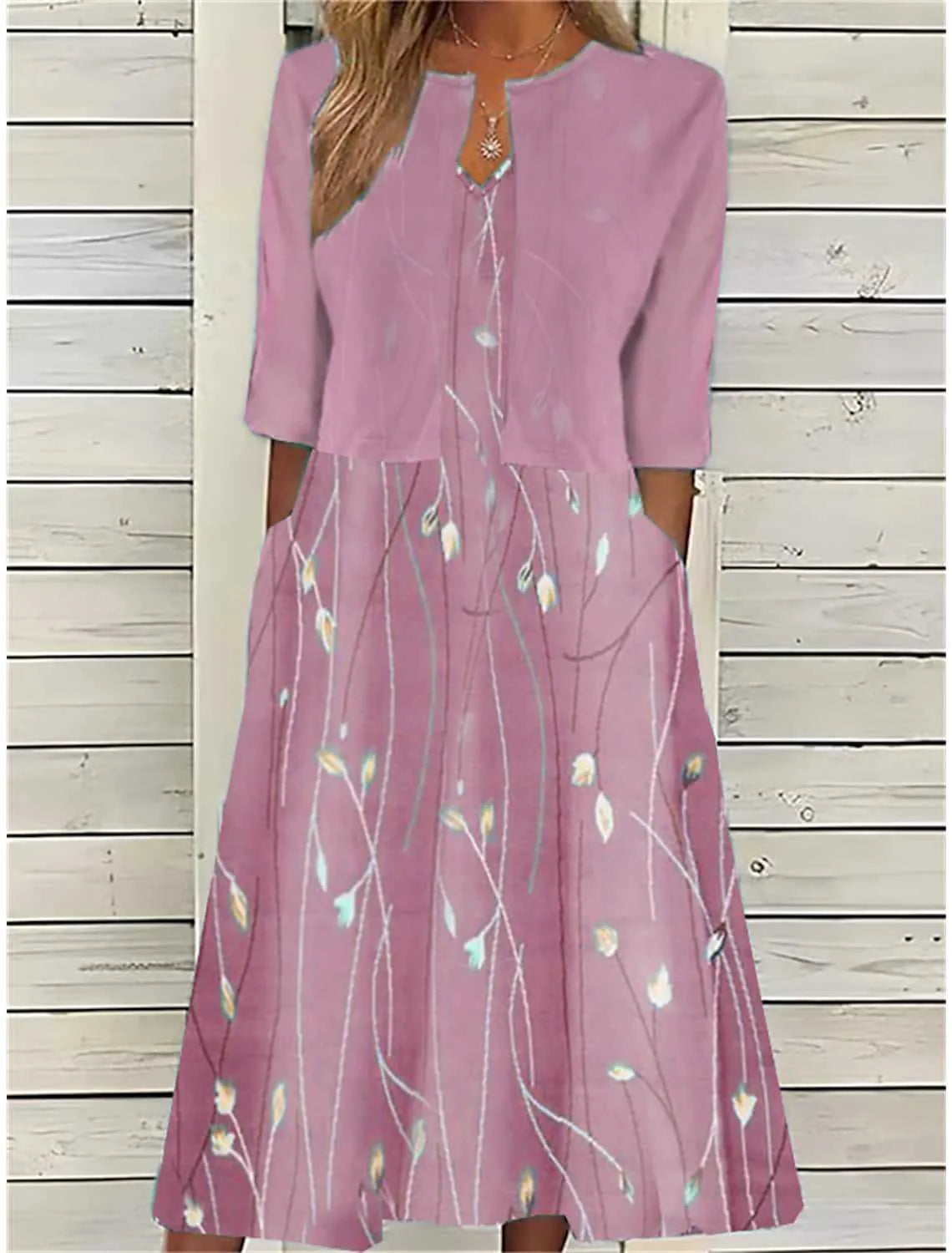 Elise™ - Blumen Zweiteiliges Midi-Kleid - Image 4