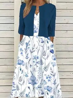 Elise™ - Blumen Zweiteiliges Midi-Kleid - Image 2