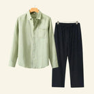 Men's Two Piece Linen Shirt Pants Set - Image 5