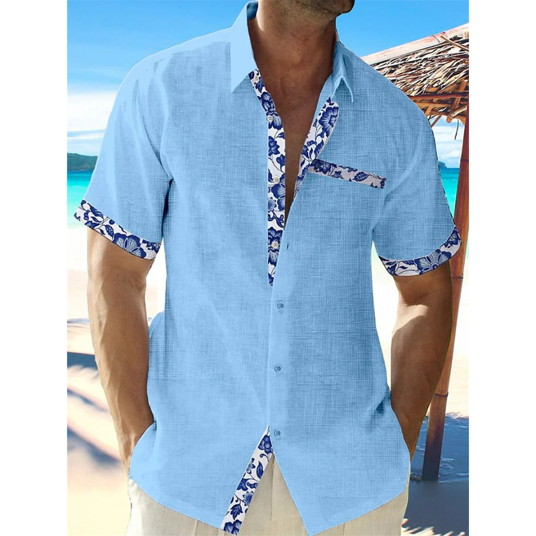Men's Linen Short Sleeve Button Down Shirt