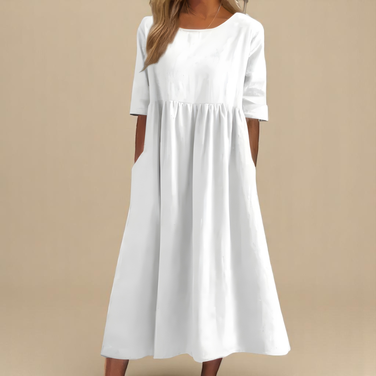 Women Relaxed Fit Midi Dress Pockets Casual Summer - Image 7