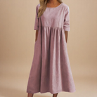 Women Relaxed Fit Midi Dress Pockets Casual Summer - Image 4
