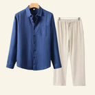 Men's Two Piece Linen Shirt Pants Set - Image 13