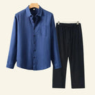 Men's Two Piece Linen Shirt Pants Set - Image 12
