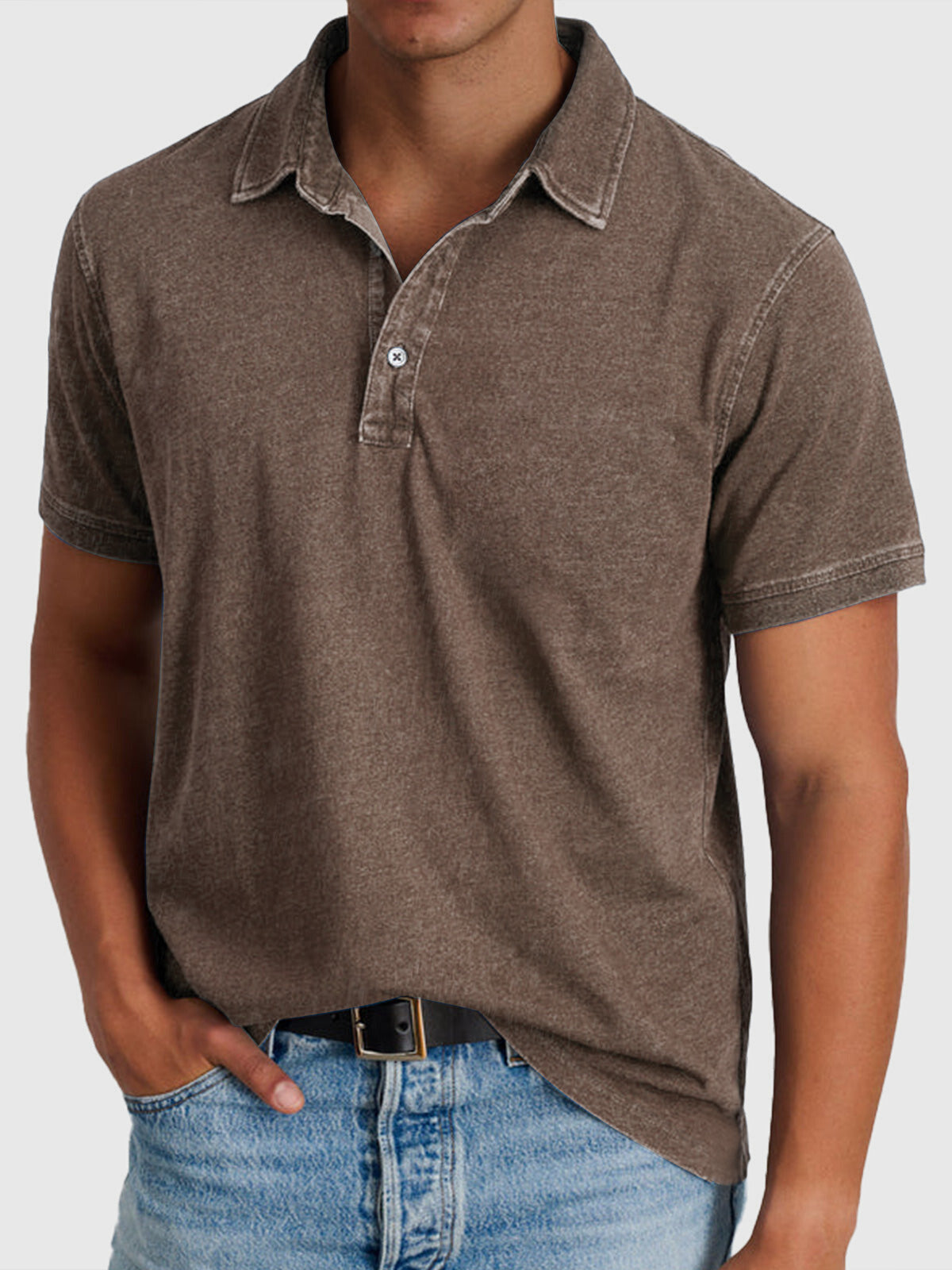 Martin | Men’s Cotton-Denim Short Sleeve Polo - Image 8