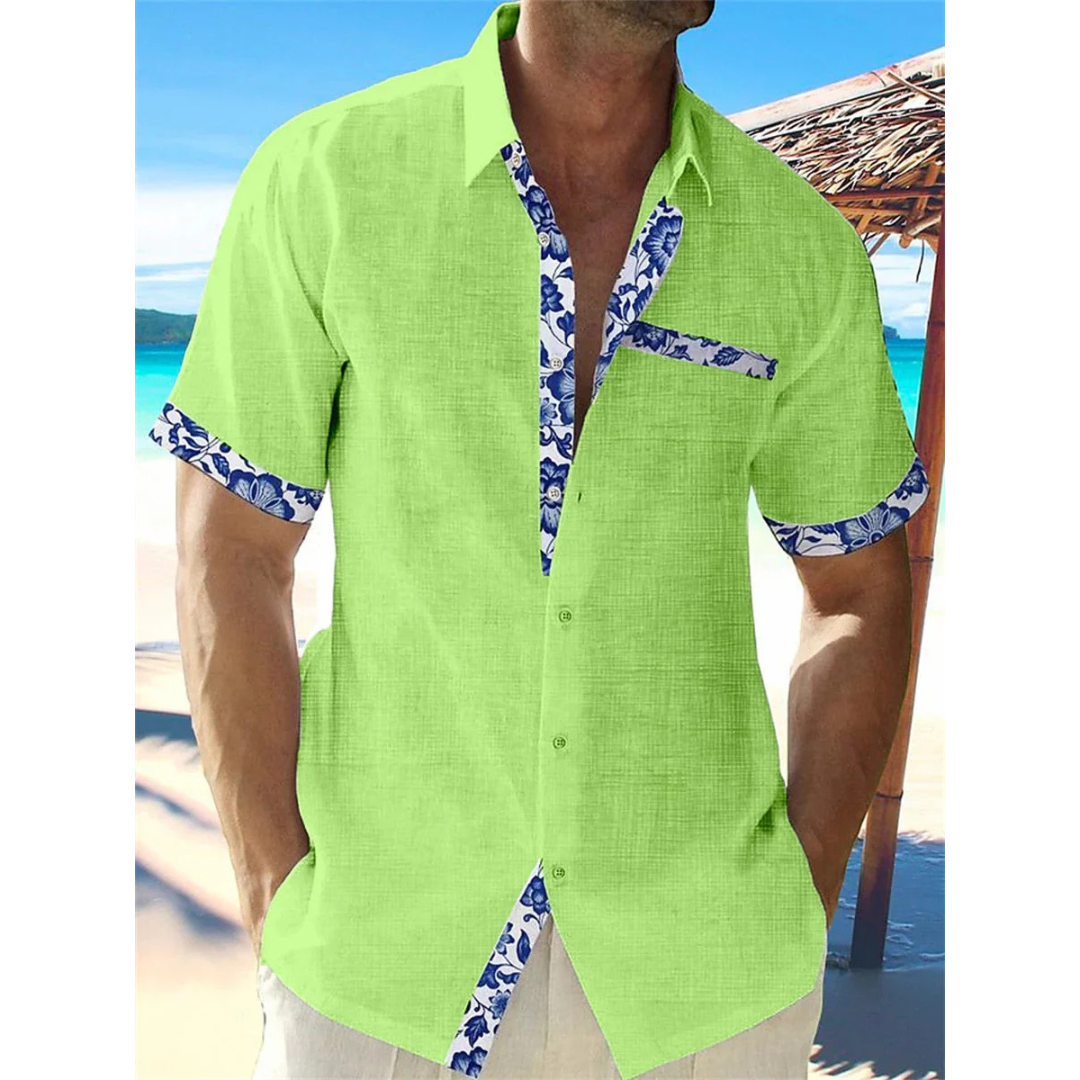Men's Linen Short Sleeve Button Down Shirt - Image 7