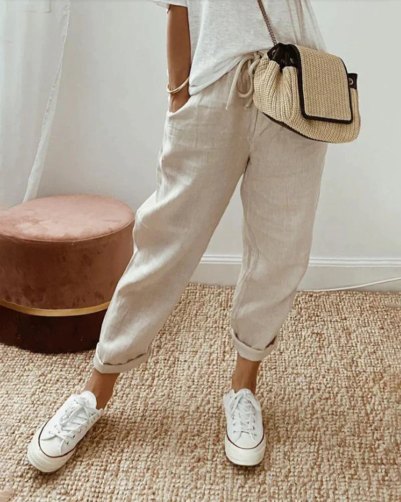 Women's Wide Leg Linen Pants Casual Summer
