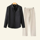 Men's Two Piece Linen Shirt Pants Set - Image 3