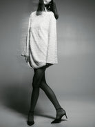 Women Textured Boucle Knit Long Sleeve Mini Dress - Image 5