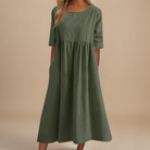 Women Relaxed Fit Midi Dress Pockets Casual Summer - Image 3