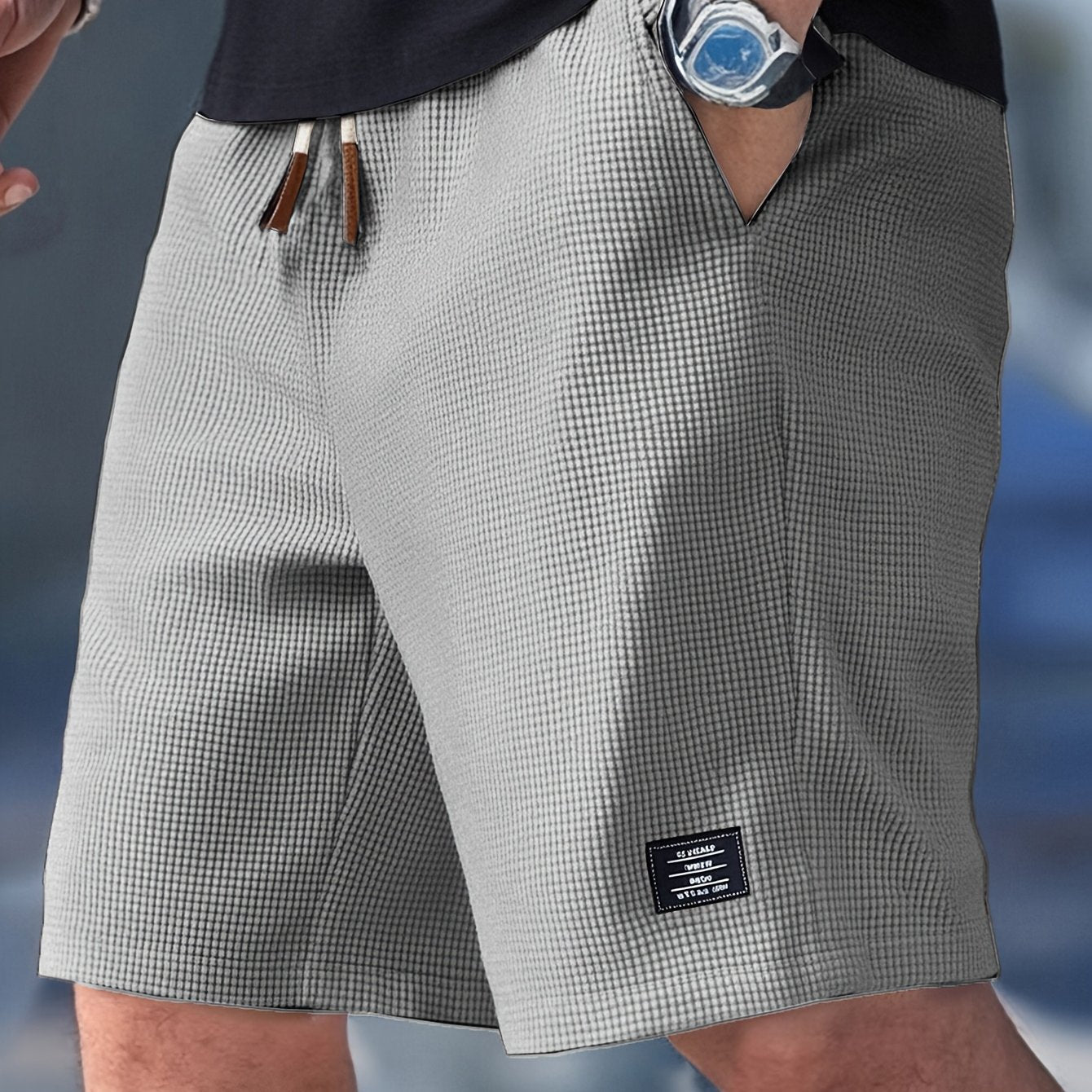 Men's Elastic Waist Drawstring Casual Shorts - Image 5